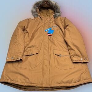 COLUMBIA Women’s 3X Tan Long Insulated Hooded Parka Jacket